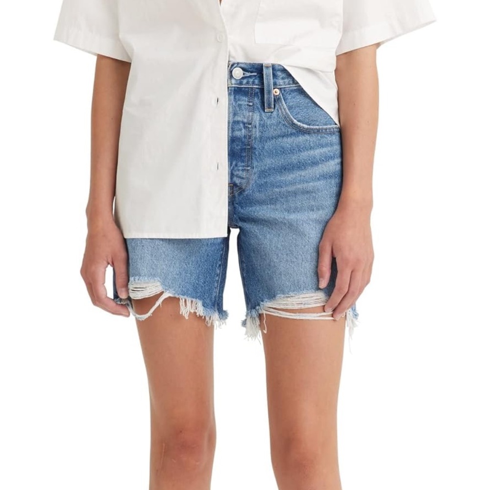 Levi's Light Blue Distressed Jean Shorts